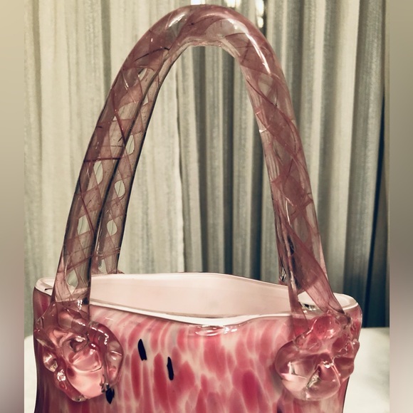 Vintage Y2K Murano Speckled Pink Glass Purse🌸Substantial Art Decor🌸 - Picture 5 of 15
